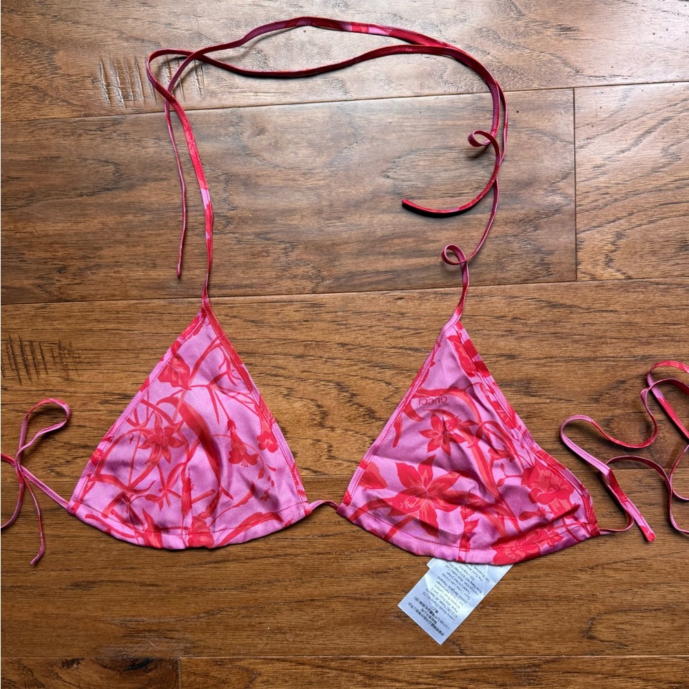 Gucci Pink and Red Floral Bikini Top